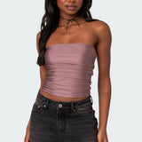 Maxeen Shiny Gathered Tube Top