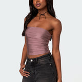 Maxeen Shiny Gathered Tube Top