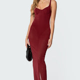 Mesh Built In Bodysuit Maxi Dress