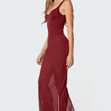 Mesh Built In Bodysuit Maxi Dress