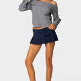 Side Bow Pleated Mini Skort
