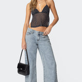 Polka Dot Backless Chiffon Top