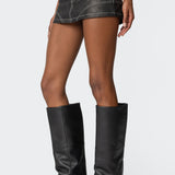 Washed Faux Leather Mini Skort