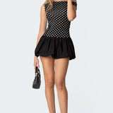 Polka Dot Asymmetric Bubble Skirt Mini Dress