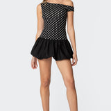 Polka Dot Asymmetric Bubble Skirt Mini Dress