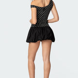 Polka Dot Asymmetric Bubble Skirt Mini Dress