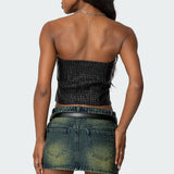 Myleigh Faux Leather Strapless Top