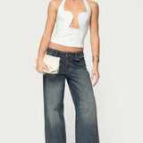 Stassy Abstract Cutout Halter Top