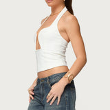 Stassy Abstract Cutout Halter Top