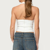 Stassy Abstract Cutout Halter Top