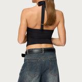Zola Cutout Beaded Halter Top