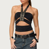 Zola Cutout Beaded Halter Top