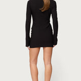 Coastal Plunge Neck Cutout Mini Dress