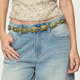 Vintage Stone Pendant Chain Belt