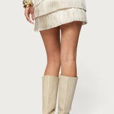 Sarai Tiered Fringed Mini Skirt