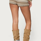 Daphnie Striped Pointelle Knit Shorts