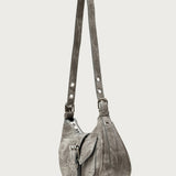 Washed Faux Leather Buckle Bag