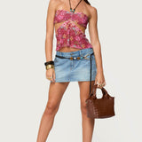 Solana Floral Cut Out Halter Top