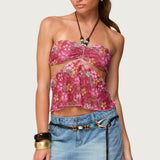 Solana Floral Cut Out Halter Top