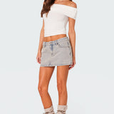 Vintage Washed Denim Mini Skirt