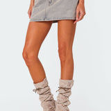 Vintage Washed Denim Mini Skirt