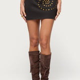 Swirl Studded Mini Skirt