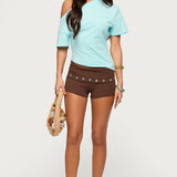 Masha Iridescent Button Foldover Shorts
