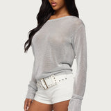 Charlo Off Shoulder Shiny Knit Top