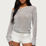 Charlo Off Shoulder Shiny Knit Top