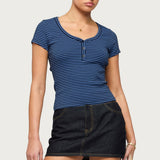 Kady Striped Henley T Shirt