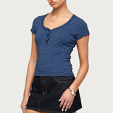 Kady Striped Henley T Shirt