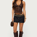 Butterfly Sequin Backless Halter Top