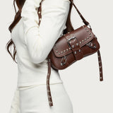 Stud & Buckle Faux Leather Bag