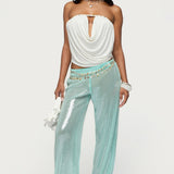 Giana Iridescent Strapless Cowl Neck Top