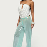 Giana Iridescent Strapless Cowl Neck Top