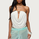 Giana Iridescent Strapless Cowl Neck Top