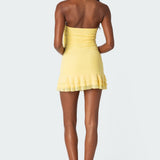 Thalia Flower Pin Ruffle Mini Dress
