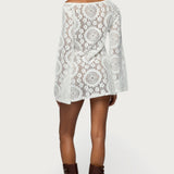 Off Shoulder Sheer Lace Mini Dress