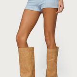 Iyara Textured Knit Foldover Micro Shorts