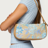 Sequin & Embroidered Straw Bag