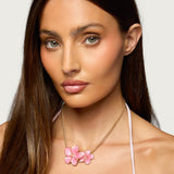 Double Flower Pendant Necklace