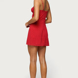 Polka Dot Cupped Chiffon Mini Dress