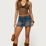 Libbey Studded Denim Mini Skirt