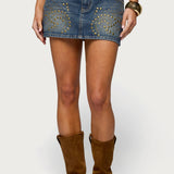 Libbey Studded Denim Mini Skirt