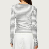Kimi Striped Long Sleeve V Neck Top