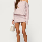 Off Shoulder Sequin Knit Mini Dress