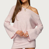 Off Shoulder Sequin Knit Mini Dress