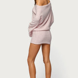 Off Shoulder Sequin Knit Mini Dress