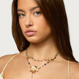 Flower Cascading Gemstone Necklace Set
