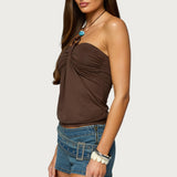 Itzel Ring Gathered Halter Top